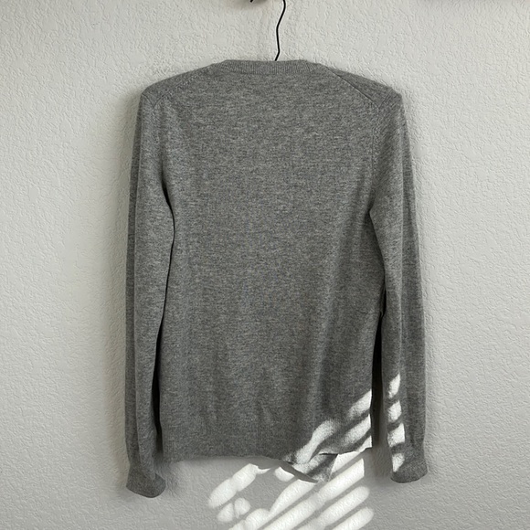 Michael Kors Collection Gray Cashmere V Neck Faux Wrap Sweater - Picture 2 of 8